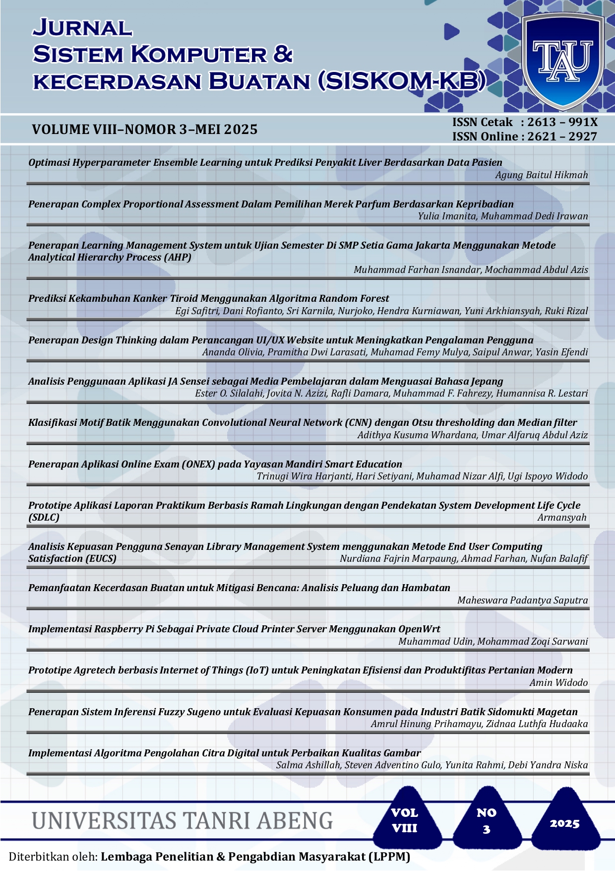 					View Vol. 8 No. 3 (2025): Volume VIII - Nomor 3 - Mei 2025
				